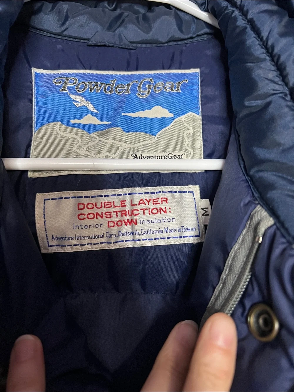 Vintage Mens Medium Down Filled Navy & Gray Quilted Puffer Vest-Flawed!